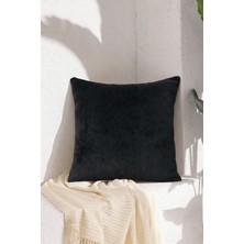 Mefaks Tekstil Siyah Yumuşak Dokulu Modern Dekoratif Kırlent Kılıfı 45X45