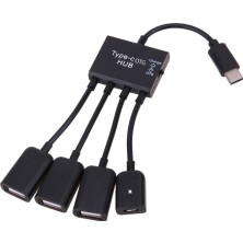 Leonpro Type C Otg Hub 3 Port USB 2.0 Çoklayıcı Hub + Mikro USB Şarj Girişi