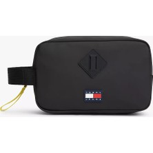 Tommy Hilfiger Erkek Kalın Kısa Kulp Deri Fermuar Kapama Siyah El Çantası AM0AM14218-BDS