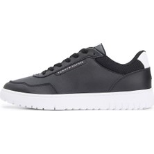 Tommy Hilfiger Erkek Düşük Bilekli Rahat Taban Deri Siyah Sneaker FM0FM05868-BDS