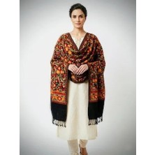 Pashmina Geleneksel El Nakışlı Keşmir Yün Şal – Çiçek Motifli Premium Seri