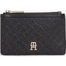 Tommy Hilfiger Kadın Fermuar Bölmeli Th Logo Detaylı Siyah Cüzdan AW0AW18477-BDS