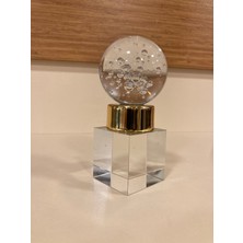 Dekoratif Kristal Tekli Küre Obje Renk Şeffaf Altın Yükseklik 14 cm