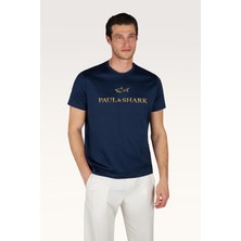 Paul & Shark Erkek Regular Fit Yuvarlak Yakalı Logo Işlemeli Pamuklu Kısa Kollu Lacivert-Gold T-Shirt 26411017A-13E