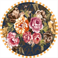 Kilim Home  Boho 943 Çiçekli Bohem Desen Doğal Natural Jüt Yuvarlak