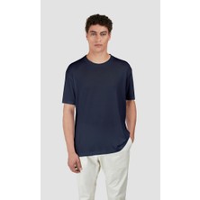 Paul & Shark Erkek Dokuma Kumaş Düz Bisiklet Yaka Lacivert T-Shirt 25411026-013