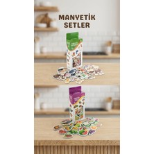 Erdo Ticaret Buğz Manyetik Mıknatıslı Eğitici Oyuncak Set 30 Hayvan Parça 26 Sebze Meyve Magnet