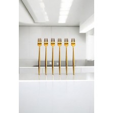 Bereketli Store Paslanmaz Çelik 6’lı Gold Mini Çatal Seti | Tatlı Meyve Servis Çatalı