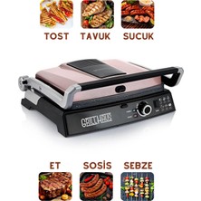 Schafer 2000 Watt 6 Dilim Kapasiteli Çıkarılabilir Plakalı 180 Derece Açılabilir Elektrikli Izgara ve Tost Makinesi,  Özel Kaplama Döküm Plakalar