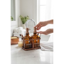 Bereketli Store Antik Eskitme 2’li Metal Standlı Sıvı Sabunluk 500 ml | Rame Banyo & Mutfak Seti