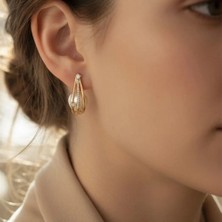 Xuping Jewelry Stil Incisi/xupıng Jewelry Elips Incili Taşlı Model Küpe