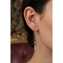 By Barun Kadın 925 Ayar Gümüş Zincir Dal Küpe