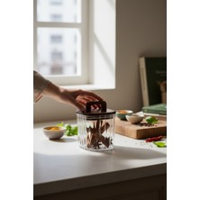 Mien Akasya Kapaklı Kare Line Cam Kavanoz 700 ml – Cam Saklama Kabı