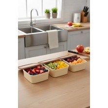 Bereketli Store Redtaş 3’lü Kare Saklama Kabı | Kapaklı Çok Amaçlı Mutfak Kabı Seti