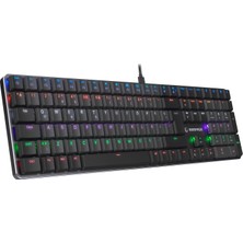  rampage granite pro siyah-gri low profile blue switch q rainbow mekanik gaming kablolu oyuncu klavye