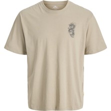 Jack & Jones Erkek Sirt Baskili Bisiklet Yaka Tisört - Trendy