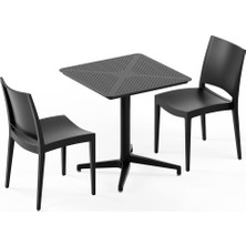 Tilia 2 Kişilik Polipropilen Masa Takımı (Moon Katlanır Masa 70X70 cm + Specto Sandalye) - Bahçe, Balkon, Teras, Veranda, Havuz Başı, Dış Mekan, Kafe, Restoran, Otel İçin