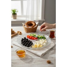 Bereketli Store 3 Bölmeli Cam Kahvaltı ve Çerez Tabağı – Çok Amaçlı Sunumluk