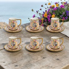 Bereketli Store Acar Odeta 6’lı Bej Fincan Seti | Dekoratif Kahve Fincanı Takımı