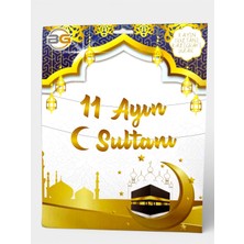Bereketli Store "11 Ayın Sultanı" Yazılı Gold Metalik Kartondan Duvar Sarkıtı Banner