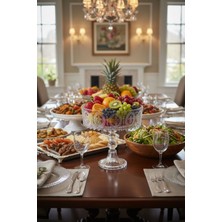 Bereketli Store Alegre Fleur De Lis Vintage Ayaklı Sunumluk – Kristal Detaylı Büyük Boy