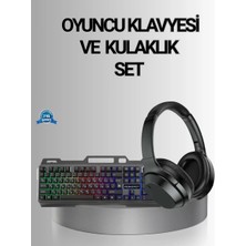 Alfa Aksesuar 03 Işıklı Oyuncu Klavye Mouse ve Bluetooth Kulaklık Seti Türkçe Q USB