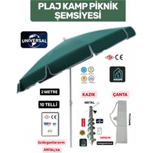Dogant Yeşil Plaj Şemsiyesi 200 cm Çapında 10 Telli Taşıma Çantalı Kazık