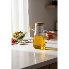 Bereketli Store 900 ml Borosilikat Cam Yağdanlık – Sızdırmaz Kapaklı Zeytinyağı Şişesi,