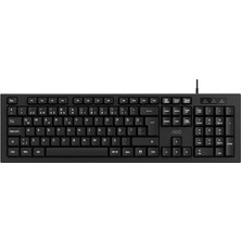  aoc kb130b-38 usb siyah türkçe kablolu standart klavye sessiz yazma