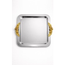 Bereketli Store Kare Gümüş Tepsi | Ayaksız Dekoratif Sunum ve Servis Tepsisi