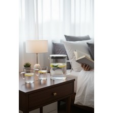 Bereketli Store Borosilikat Sürahi 1200 ml – 2’li Bardaklı Cam Sürahi Seti, Isıya Dayanıklı Sürahi