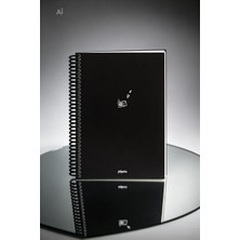 Glanart Spiralli 80 Yaprak Kareli Küçük Boy Sert Kapak Not  Defteri Kraft Kağıt 14X19 cm Dışı Siyah