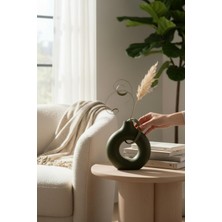 Bereketli Store Kahverengi Halka Seramik Vazo | Modern Dekoratif Masa ve Raf Vazosu