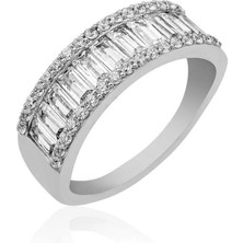 Inure Jewelry Gümüş Sıralı Baget Taşlı Bayan Yüzük