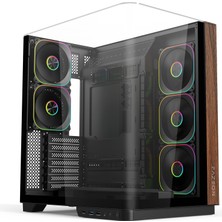 Fazeon F25 850W 80+ Bronze Full Modular Pcıe Gen5 Argb 5X120MM Fanlı Atx Wooden Siyah Gamıng Kasa