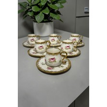 Bereketli Store Acar Violet 6’lı Vintage Fincan Seti | Çiçek Desenli Dekoratif Kahve Fincanı