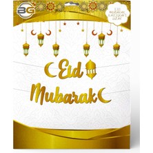 Bereketli Store Eid Mubarak Yazılı Ramazan'a Özel Gold Altın Sarısı Duvar Sarkıtı Kaligrafi Banner