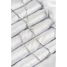 Pirinç Zirkon Taşlı Ezme Zincirli Model Gümüş Renk Y Kolye