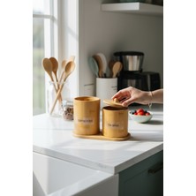 Bereketli Store 2’li Bambu Saklama Kabı – Doğal Bambu Mutfak Saklama Kutusu Seti