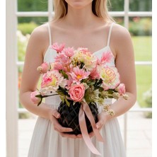 Sedosh Home Vision Pembe Karanfil Gül Yapay Çiçek Aranjmanı Cam Vazoda Dekoratif