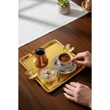 Bereketli Store Altın Sarısı Gold Petek Görünümlü Kelebek Detaylı Kare Sunum Tepsisi