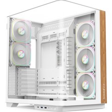 Fazeon F25 850W 80+ Bronze Full Modular Pcıe Gen5 Argb 5X120MM Fanlı Atx Wooden Beyaz Gamıng Kasa