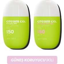 Cream Co. Güneş Koruyucu Ikili | Nemlendirici Aydınlatıcı Leke Karşıtı Güneş Kremi Seti | 50 Spf | Güneş Serumu
