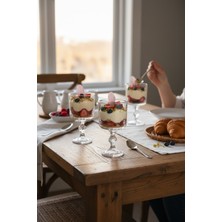 Bereketli Store Crystalita 3’lü Sunum Magnolya Kasesi – Şeffaf Desenli Tatlı & Dondurma Kasesi Seti