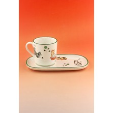 Bursa Porselen Dekor Cats Sunumluklu Porselen Kupa Takımı