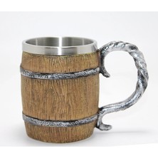 Erdo Ticaret Buğz Fıçı Tasarımlı 3D Kabartmalı Paslanmaz Çelik Kupa Bardak