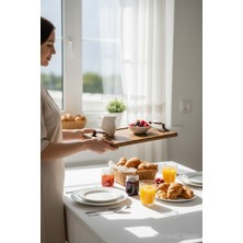 Bereketli Store Ahşap Servis Tepsisi 22X33 cm | Dekoratif Sunum & Kahvaltı Tepsisi Günlük Kullanım Eskitme