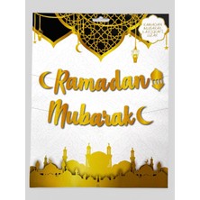 Bereketli Store "ramadan Mubarak" Yazılı Gold Altın Sarısı Duvar Sarkıtı Kaligrafi Banner