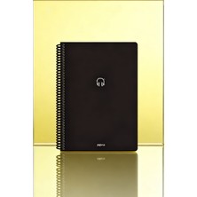 Glanart Spiralli 80 Yaprak Çizgili Küçük Boy Sert Kapak Not  Defteri Kraft Kağıt 14X19 cm Dışı Siyah