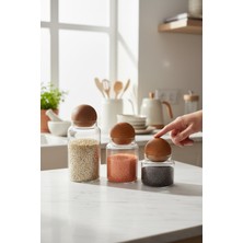 Mien 3’lü Top Kapaklı Cam Kavanoz Seti – Baharat, Kuruyemiş ve Gıda Saklama Kavanozu